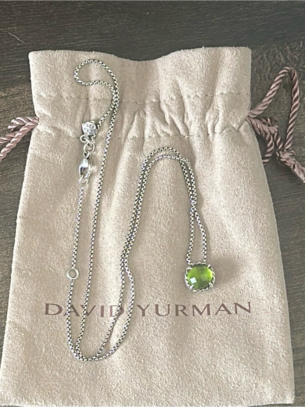 David Yurman Petite Chatelaine Peridot Sterling Silver Necklace - Picture 3 of 4